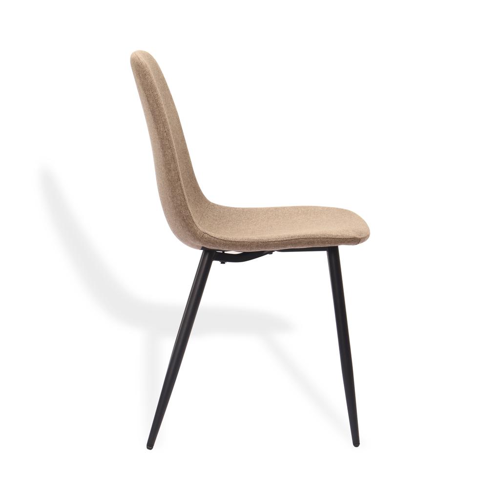 Minimalist Dining Chairs Made of Fabric & Metal - Dark Khaki Set of 2
