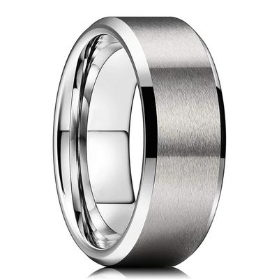Simple 8mm Copper Color Stainless Steel Rings For Men Women Matte Finish Beveled Edge Men Wedding Rings Party Jewelry Gifts