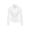Damen 2025 Herbstmode Weißes Langarm-Taillenshirt Unregelmäßige Knopfleiste Strickjacke