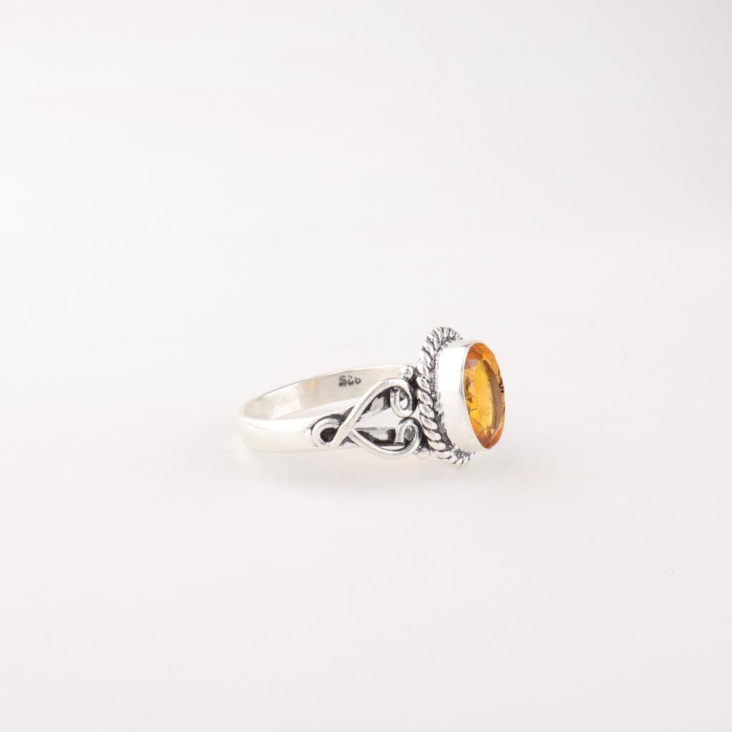 Citrine Gemstone 925 Sterling Silver Jewelry Handcrafted Faceted Gemstone Ring RR-8-6
