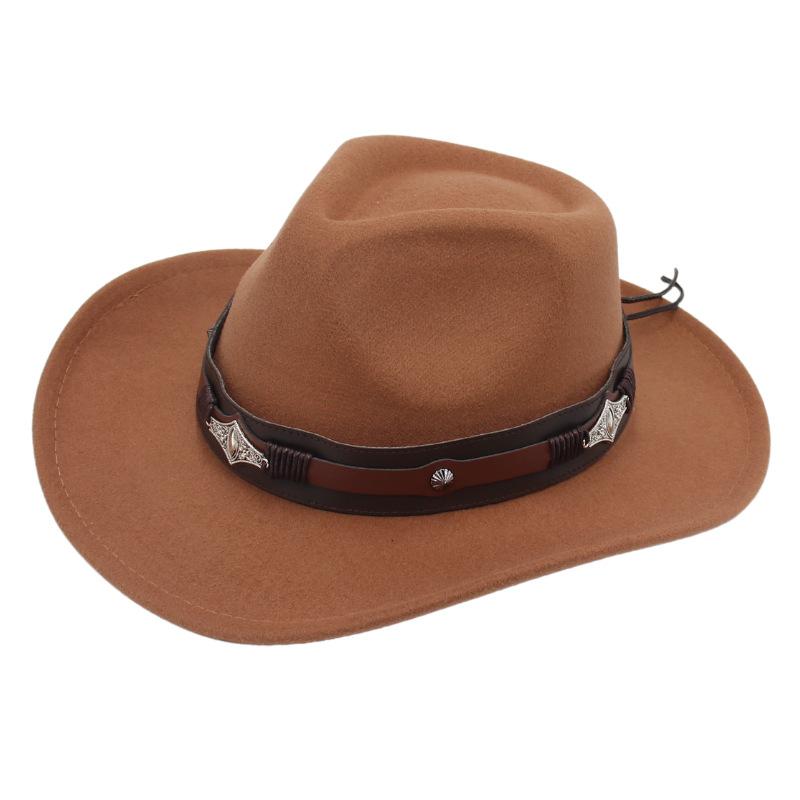 Western Cowboy Hat Dance Performance Jazz Hat Belt Accessories Felt Hat Studio Couple Hat