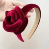 Oversize Rose Women Hairband Lady Headwear Velvet Rose Crown Fashion Hair Hoop  Women