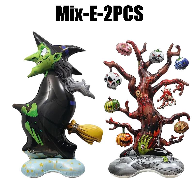 Halloween Inflatable Pumpkin Tree Standing Large Foil Balloon Happy Witch Ghost Grim Reaper Party Decor Supplies