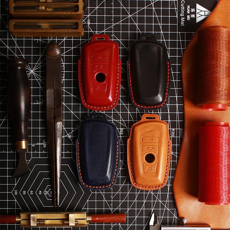 GUSHIBEI Genuine Leather Car Key Case Cover For BMW