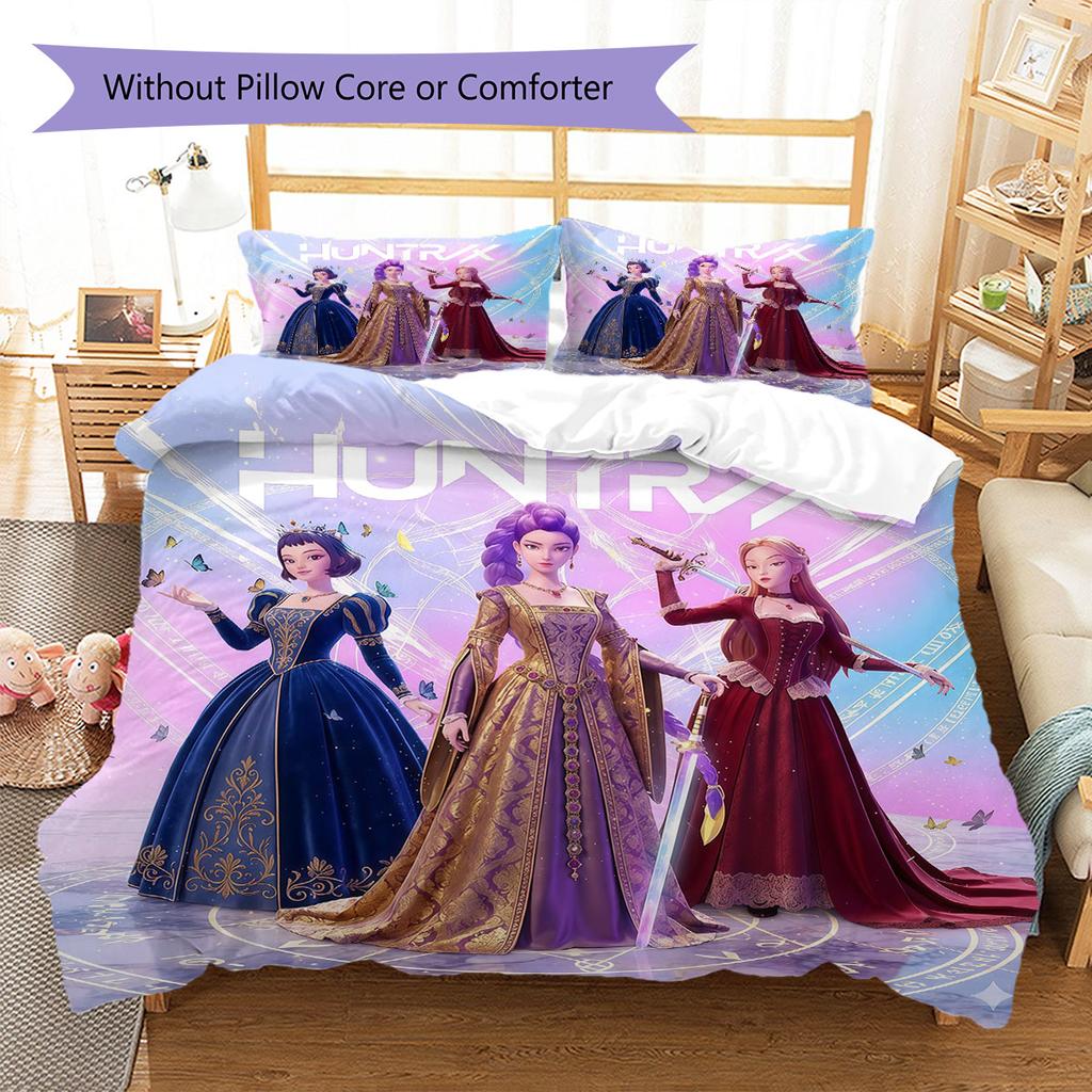 kpop hunter Pattern Bedding Quilt Set Quilt Cover Pillowcase Home Decoration Birthday Gift (1 * duvet cover + 2 * pillowcase, without core)