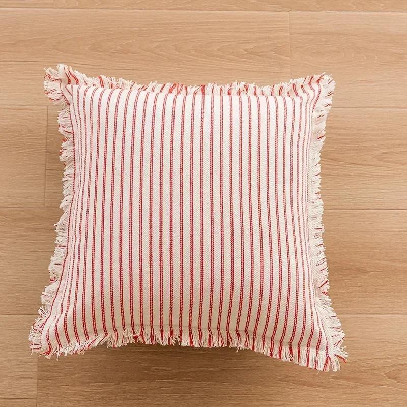 Ramie Cushion Cover with Tassels Euro Flax Decorative Throw Pillow Cover Boho Shabby Chic Style for Couch Bed Home