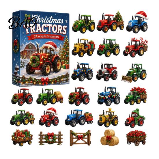 Christmas Home Decor Transportation Vehicles Advent Calendar 2026 for Kids, 24 Day Countdown Set Stocking Stuffer Kids with Collectible Acrylic