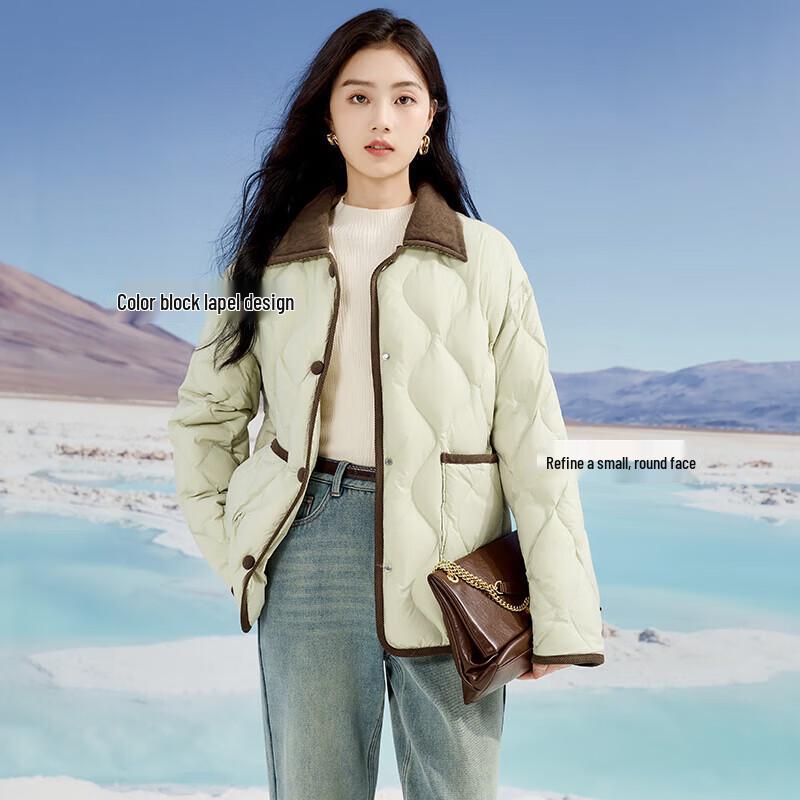 Women s Quilted Lapel Down Jacket L