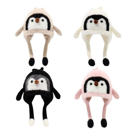 Kids Hat Penguin Design Ear Protection Knit Hat Autumn Winter Lightweight Warm Hat Outdoor