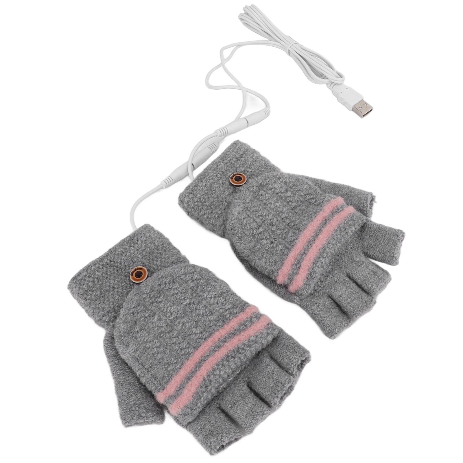 

1 пара USB-перчаток с подогревом, зимние варежки, вязанные перчатки без пальцев для набора текста на ноутбуке