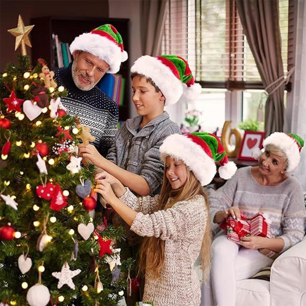 Santa Hat Christmas Red Green Headwear Classic Festive Costume Hats For Adults Men Women Photoshoot Caroling Office Festive