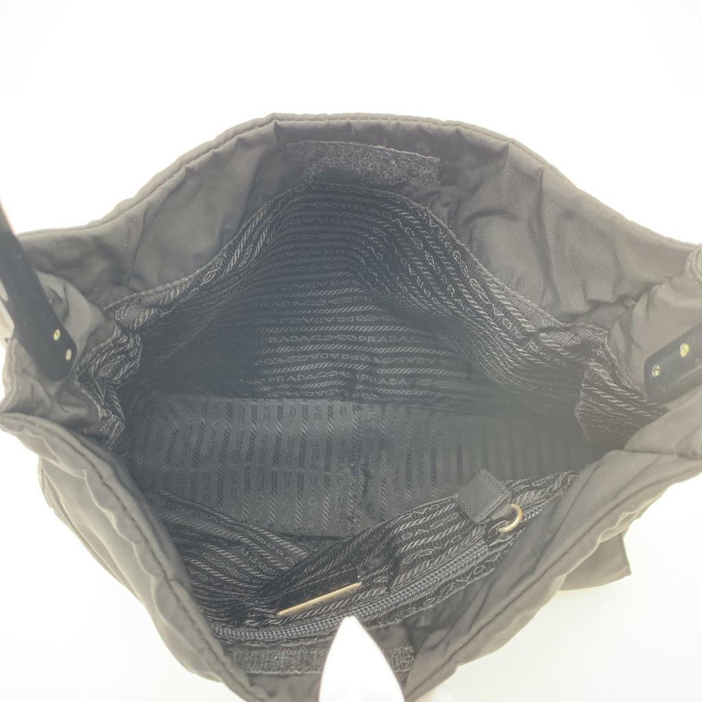 Prada Handbag Tote Shoulder Bag Tessuto Nylon Single Semi Shoulder Plastic Handle Arm Black