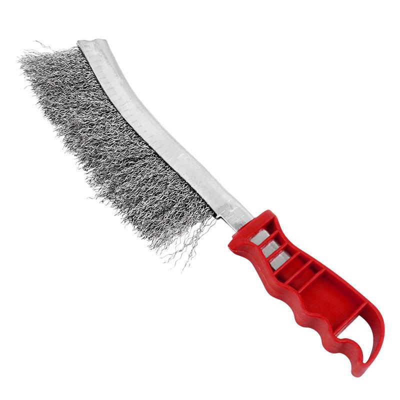 Steel Wire Brush with Plastic Handle - Stainless Steel & Copper Plated, Knife Type for Rust Removal and Cleaning