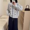 Retro Embroidered Flower Crew Neck Sweater Jacket Women's Autumn and Winter New Gentle Wind Soft Waxy Versatile Soft Waxy Knitted Cardigan
