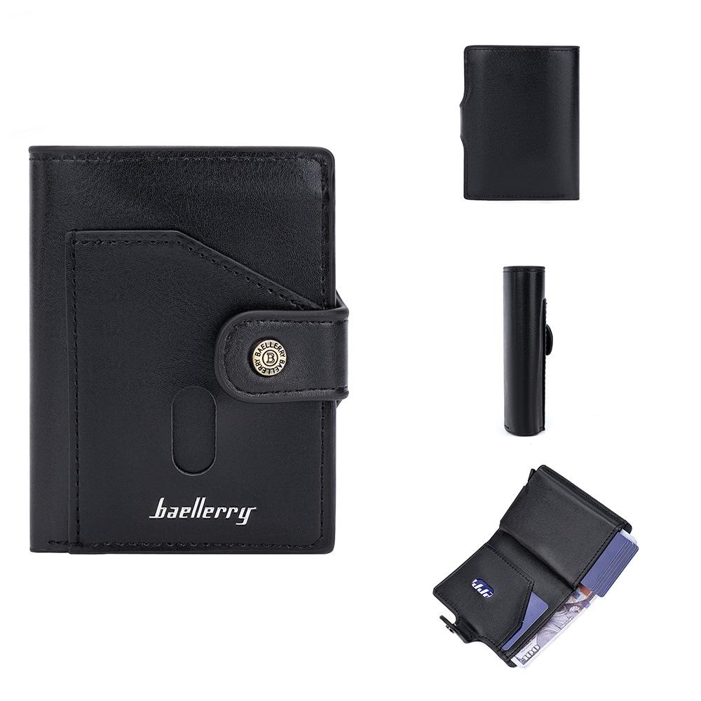 Baellerry Herrenmode Kurze Geldbörse Kartenhalter mit RFID-Schutz Pop-up Antimagnetisches Aluminiumetui mit Druckknopf