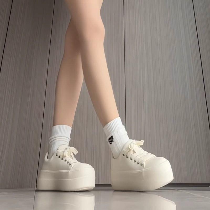 Sports little white shoes women's spring new thick-soled ugly cute big head bread shoes small height increase casual board shoes