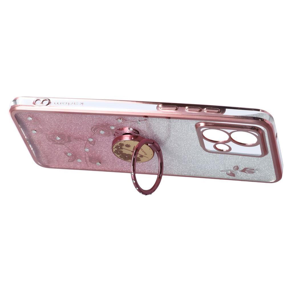 KADEM For Motorola Moto G84 5G Case Ring Kickstand TPU Flowers Phone Cover Gradient Glitter