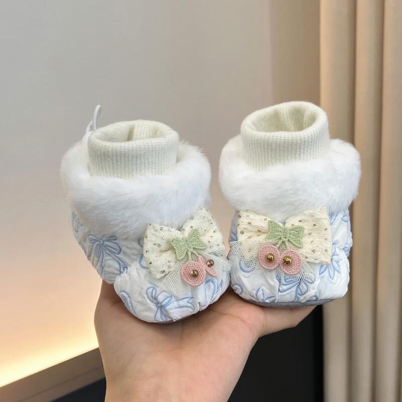 Warm Cotton Princess Shoes & Socks for Baby Girls, 3-12 Months, Soft Sole Pre-walking Foot Cover