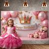 Birthday Celebration Display Pink Theme Luxury Birthday Banner Princess Birthday Backdrop Luxury