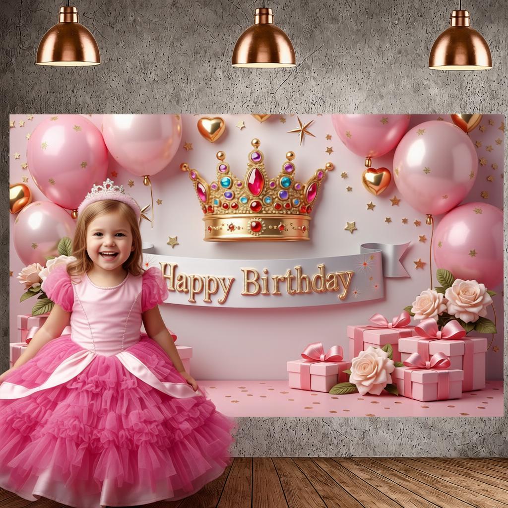 Birthday Celebration Display Pink Theme Luxury Birthday Banner Princess Birthday Backdrop Luxury