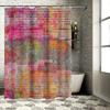 Bunt bedruckter Ziegelstein-Duschvorhang Wasserdichte Badezimmerdekoration Rosa, Orange Gelb (180 x 240cm)