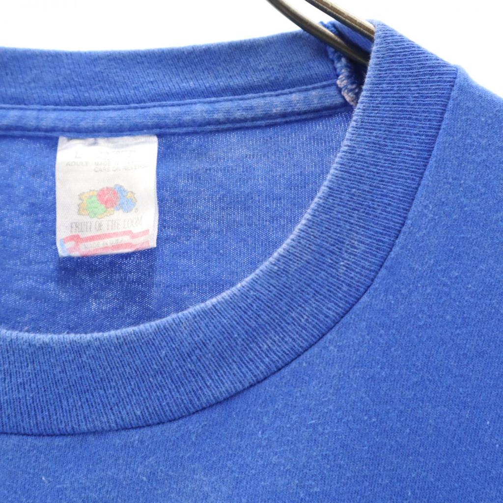 FRUIT OF THE LOOM 80s 90s Made In USA Old Short Sleeve T-shirt L Blue Men's Used