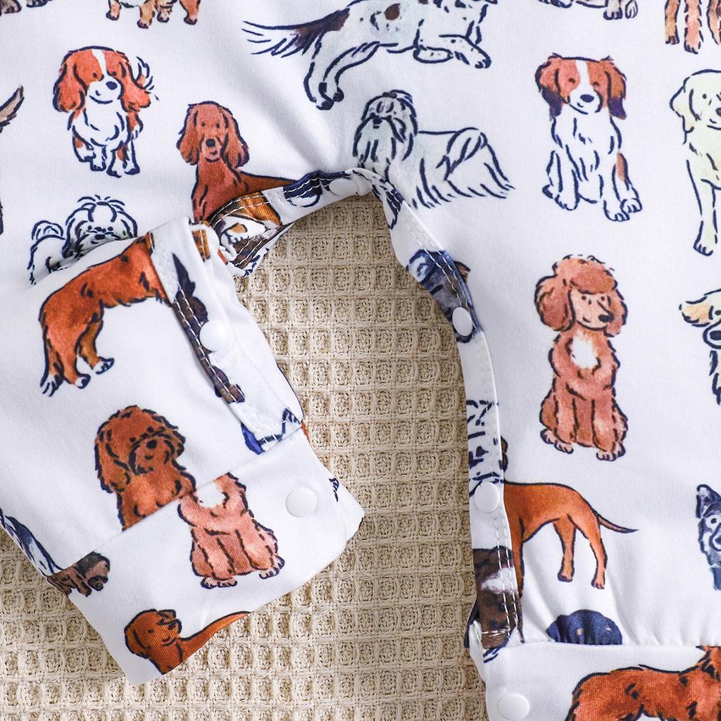 Infant Baby Cute Puppy Kitten Graffiti Pattern Bodysuit Casual Comfortable Sleeveless Jumpsuit