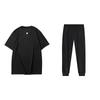 Li-Ning Loose Fit Round Neck Short Sleeve Letter Print Quick Dry Pants Sports Suit Unisex suit Black AHSU979-1+YYKU111-1