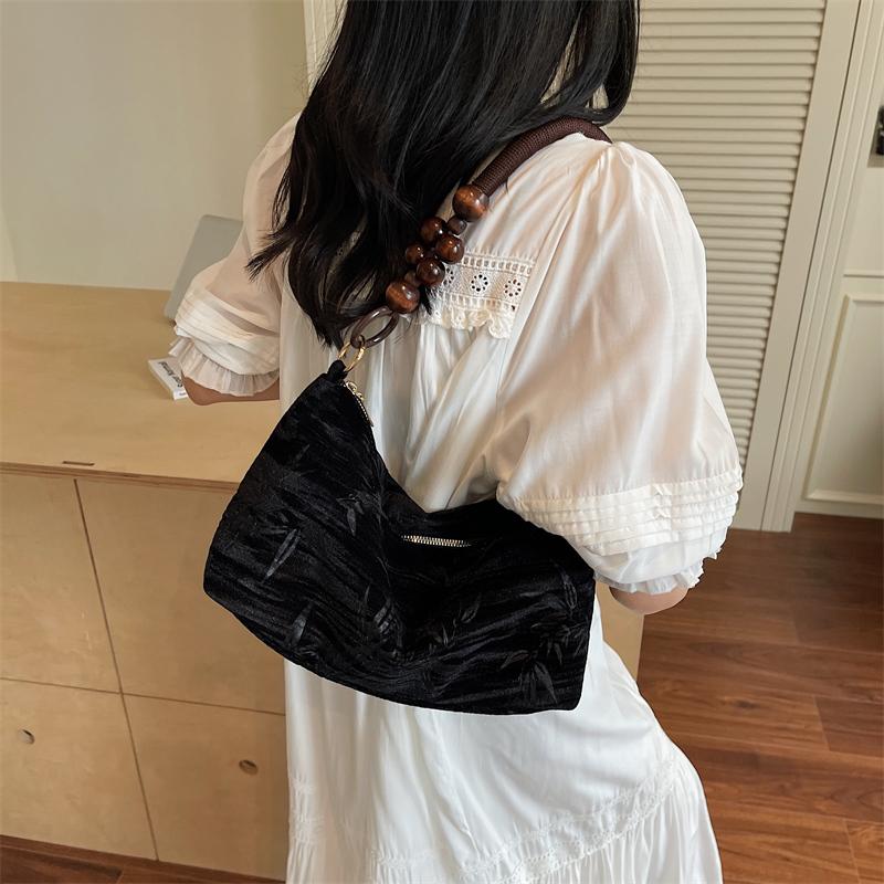 Chinese Style Beaded Shoulder Bag - Luxury Retro Underarm Bag for Women, Perfect for Dating & Commuting