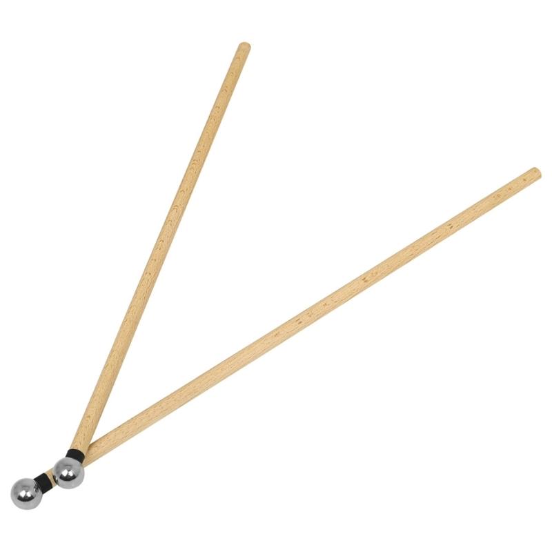 1 Pair Music Student Drum Sticks Wood and Stainless Steel Drum Mallets for Music Enthusiasts and Studio Recording Use
