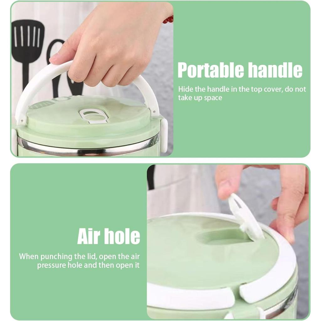 1pcs Stackable Stainless Steel Lunch Box Insulated With Handles  Portable Leak-Proof BPA-Free Bento Box for Adults Work, Picnic