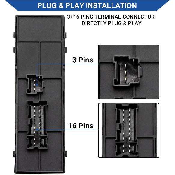 Obaee Master Power Window Switch Control Button Front Left Driver Side Compatible With Nissan Altima 2013-2018, Nissan Rogue 2014-2017, Replacement