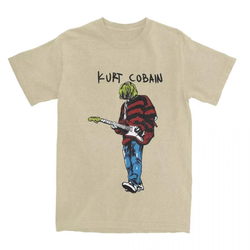 Unisexs Women Kurt Guitar TShirts stripey Cobain Cotton Tops Summer Vintage Short Sleeve T Shirt O Neck Harajuku Tshirt Big Size