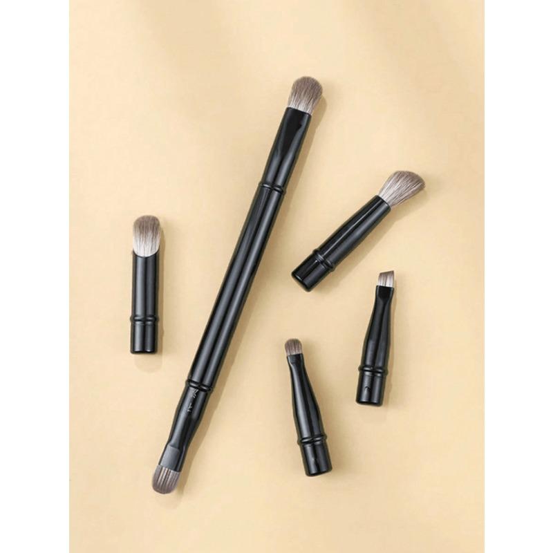 6pcs Portable Makeup Brush Set, Detachable Brush Heads, Mini Travel Makeup Brushes Nose Contour Brush, Concealer Brush, Eyeshadow Brush