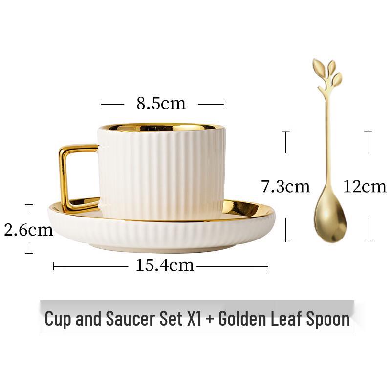 Hanyou Striped Ceramic Coffee Mug Set with Saucer & Spoon