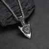 Vintage Stainless Steel Viking Arrow Pendant Necklace Men Odin Compass Jewelry Accessories