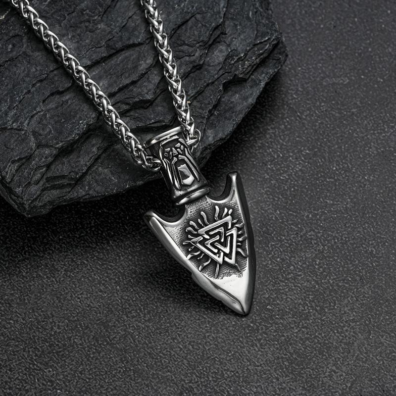 Винтажная Серебряная Viking Стрела Подвеска Ожерелье Мужчины Один Компас Ювелирные Аксессуары