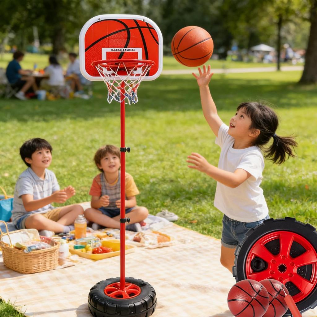 Taeku Mini Basketballkorb, Kinder Basketball Set mit verstellbarer Höhe, Zwei Bälle enthalten, Indoor/Outdoor Nutzung, Tragbar, Stabil, für Basketball
