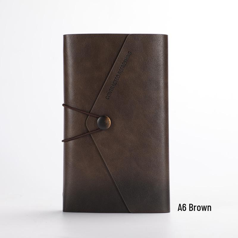 Nostalgic A6 Loose-Leaf Notebook with Retro Binding & Strap - Small A7 6-Hole Creative Pocket Journal with Logo