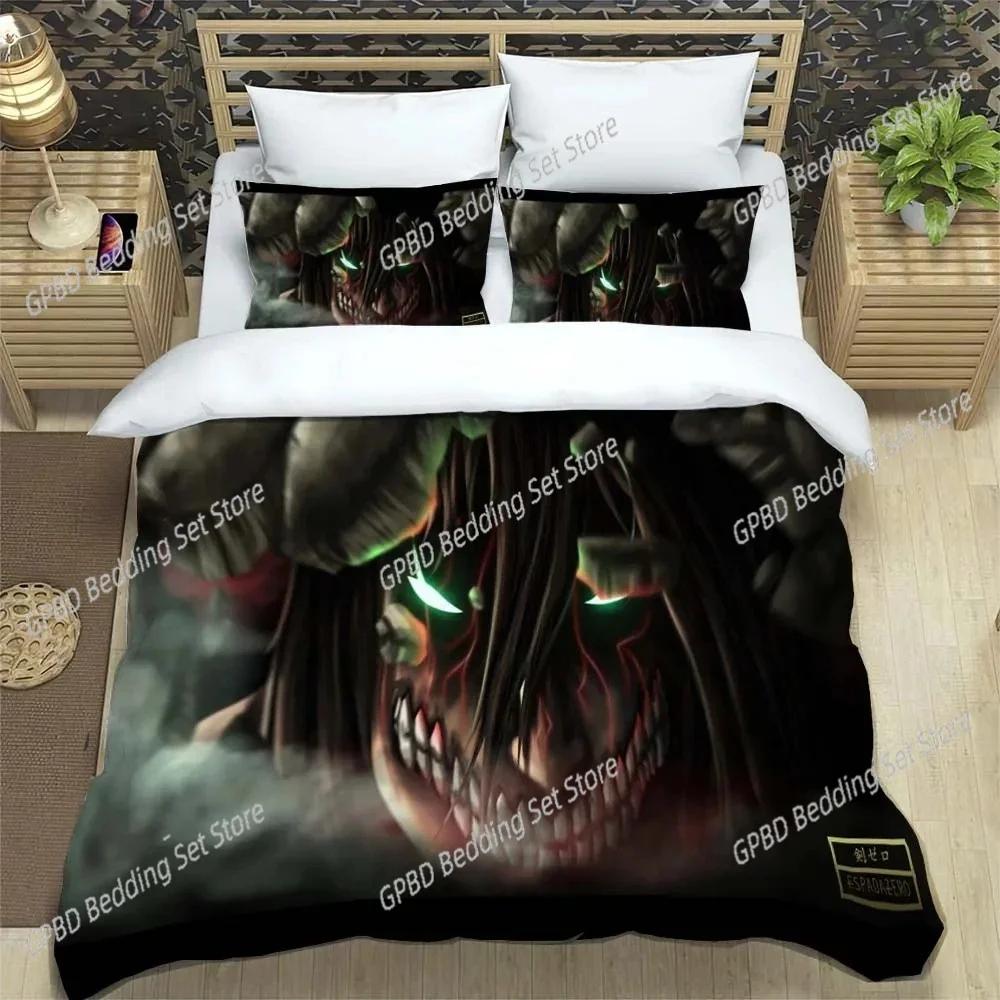 Attack On Titan Printed Polyester Bedding Bedding Set Quilt Cover Pillowcase Soft And Comfortable Customizable