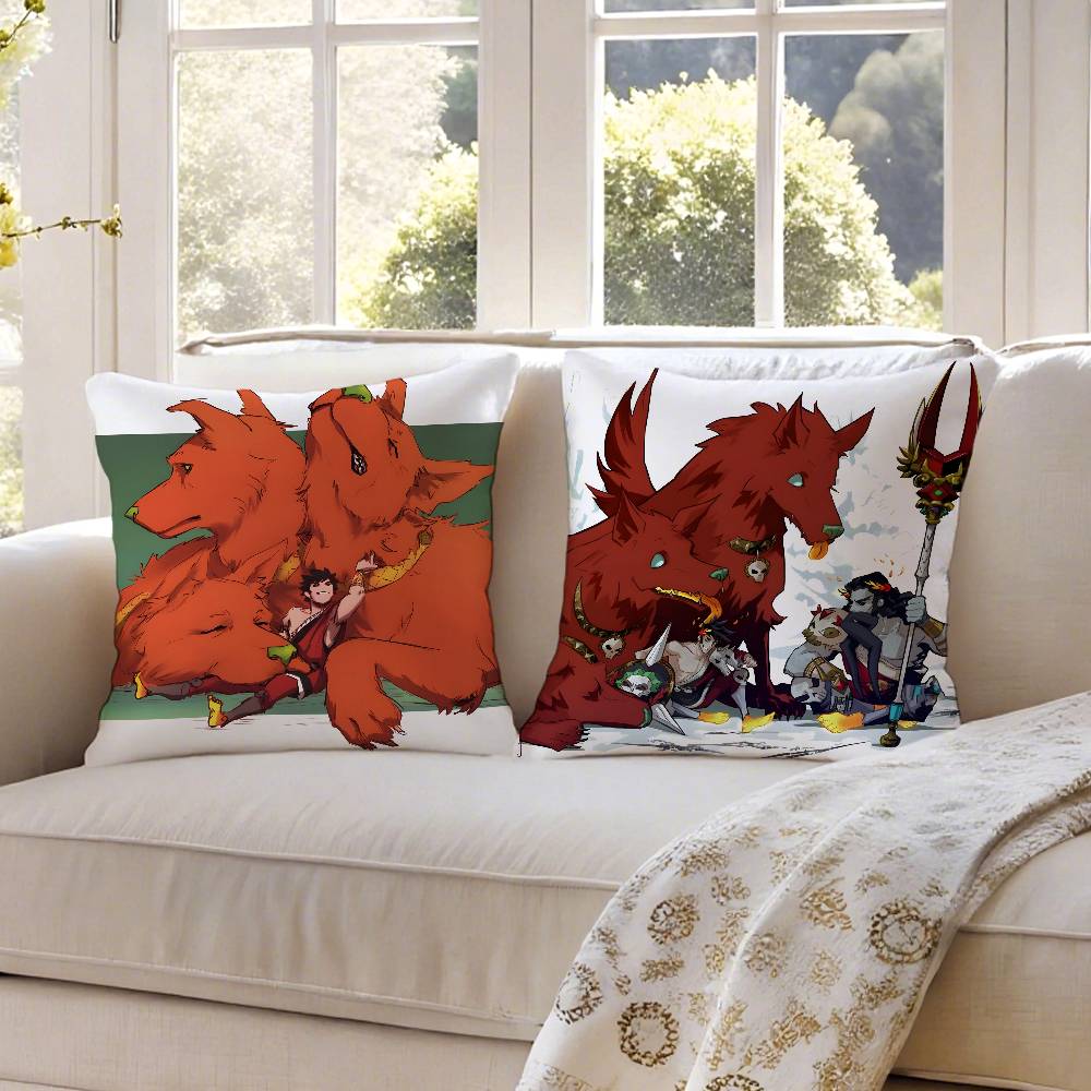Hades Pet Cute Dog Kerberos Pillow Case Anti-dustmite Pillowcase Invisible Zipper Silky Short Plush Sofa Cushion Cover