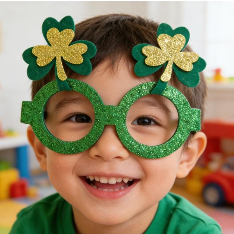 Pack of 6 Shamrock Glasses for Patrick's Day Celebration Comfortable Portable Design Perfect for Party Photos and Festival Fun