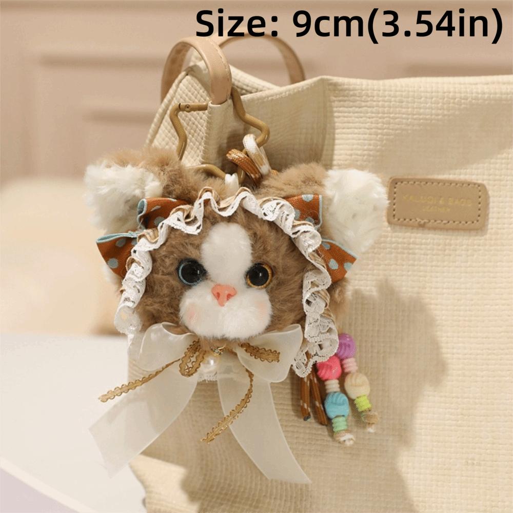 Vintage Cat Keychain Soft Plush Bag Charm Fashion Plush Doll  Girl Gift
