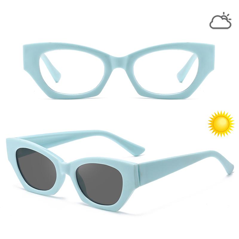 Children Classic Cat's Eye Photochromic Glasses  Fashion Retro Radiation Protection Eyewear For Boys And Girls