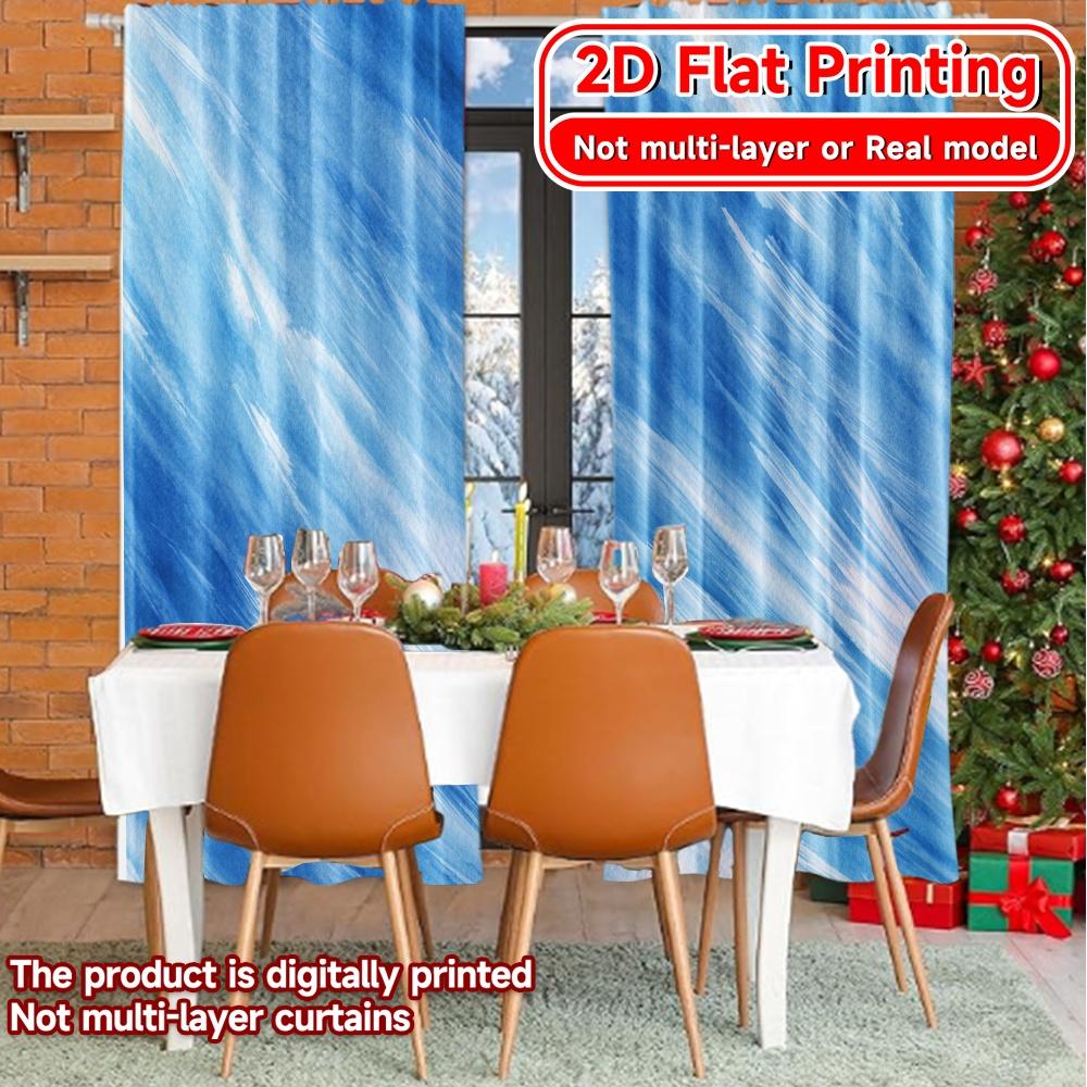 2D Flat Printing,2pcs Aqua Veil Modern Creative Curtains 100% Polyester Curtains Thermal Insulation, and Room Darkening