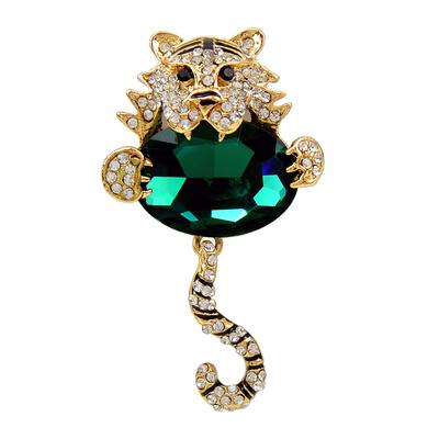 Neue Umarmung Kristall Tiger Broschen Für Frauen Unisex Niedlichen Tier Strass Tiger Party Büro Brosche Pins Schmuck Geschenke