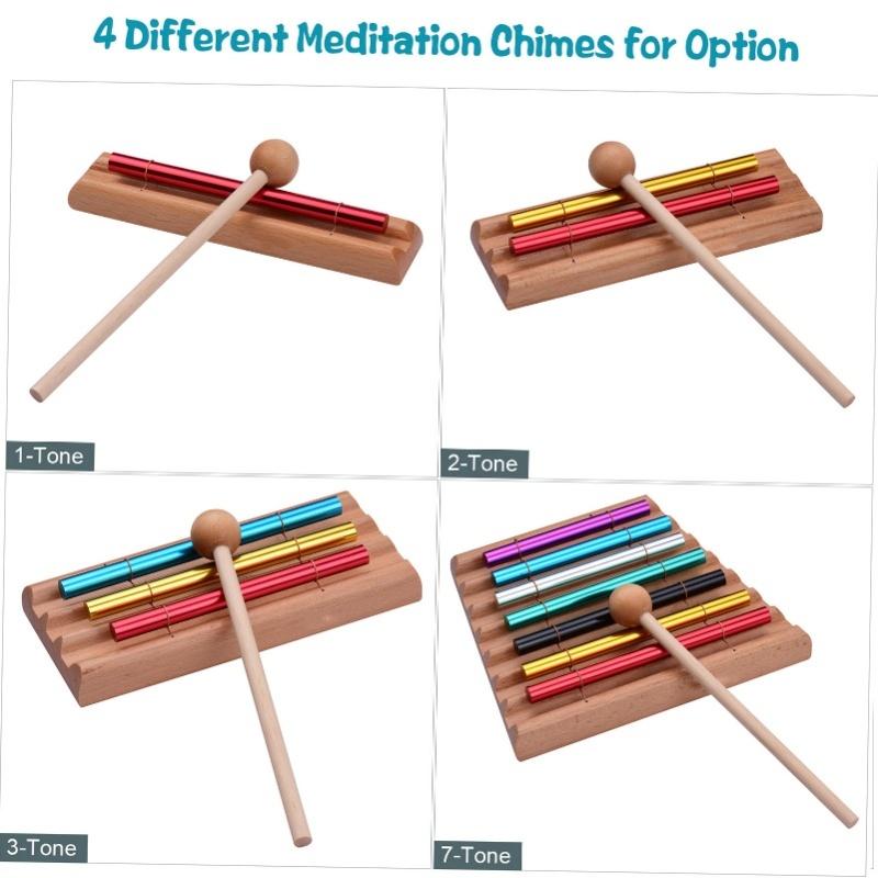 2-Tone Tabletop Chimes Meditation Chime Colorful Wind Bell Educational Musical Percussion Instrument With Mallet