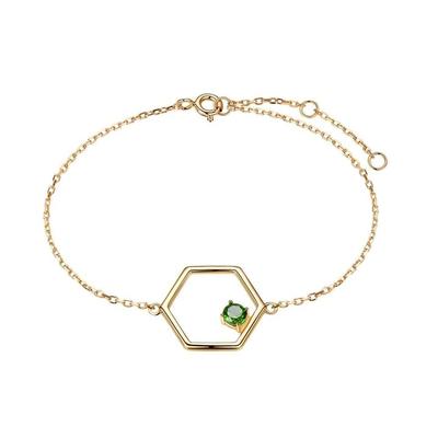 Green Cz Chain Bracelet -925 Sterling Silver