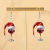 Red Christmas Hat Wine Glass Acrylic Earrings - Vintage Creative Design, Versatile and Stylish.