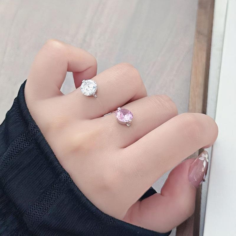 Einfacher französischer Angeldraht Rosa Zirkon Verstellbarer Ring Licht Luxus Hoher Sinn für Mode Exquisites Temperament Farbiger Schatzschmuck